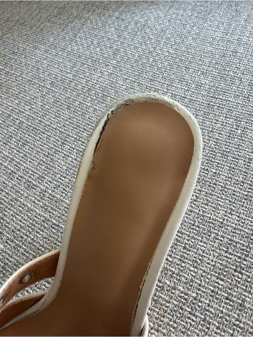 Cream Pointed-Toe Buckle Mule Heels - Picture 4 of 10